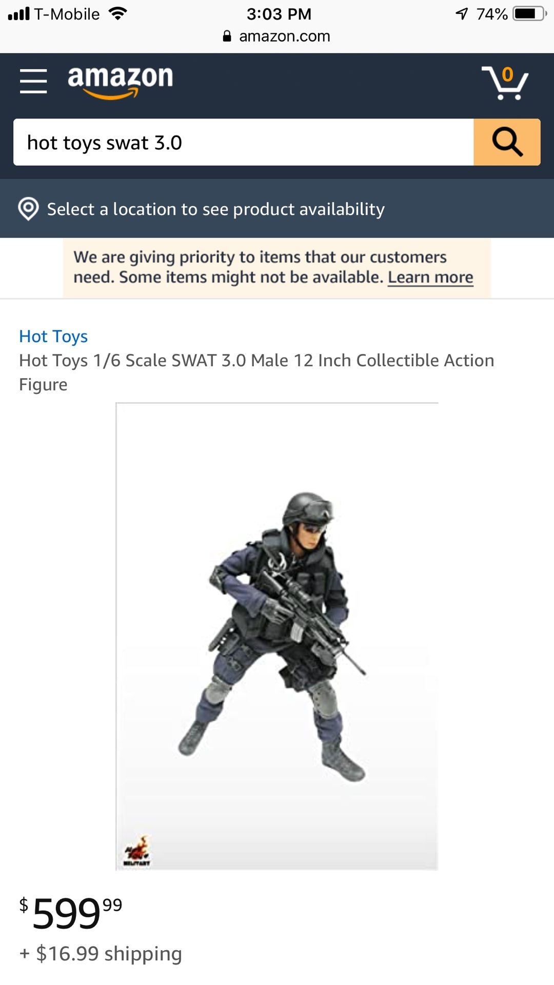 Hot Toys 12” SWAT 3.0 Male Figure LAPD SWAT Los Angeles Police