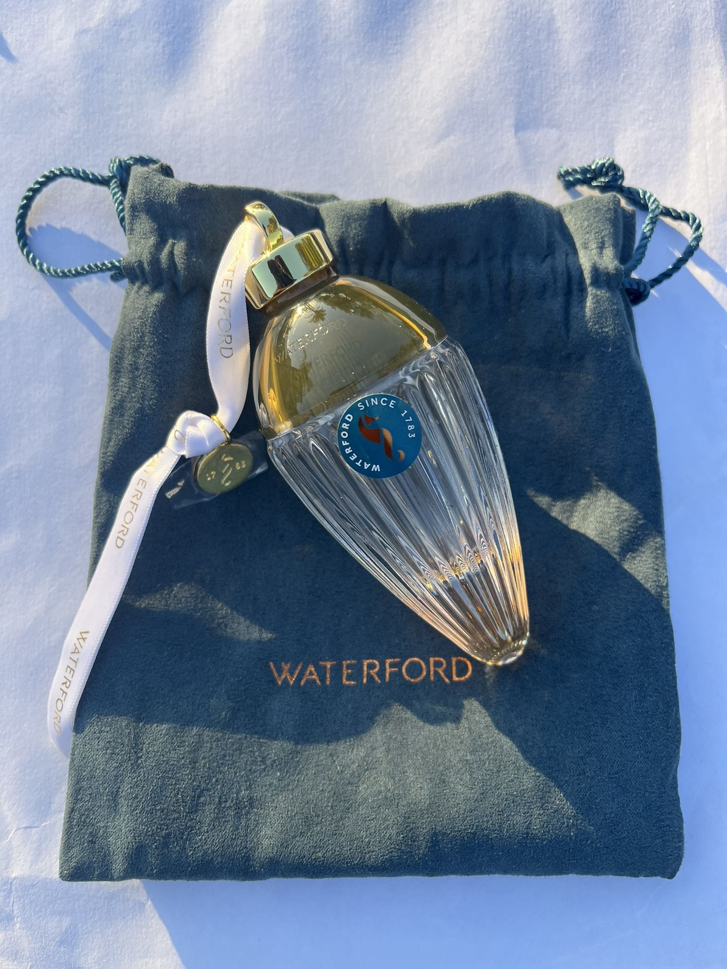 Waterford Faith Drop Bauble Amber Ornament 4.7in