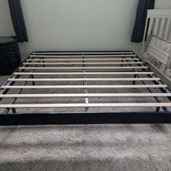 Floating Bed Frame King Size with Charging Station & LED Lights
