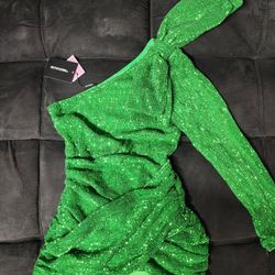 Green Shiny Mini Dress