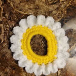 Beautiful handmade crocheted daisy scrunchie 
