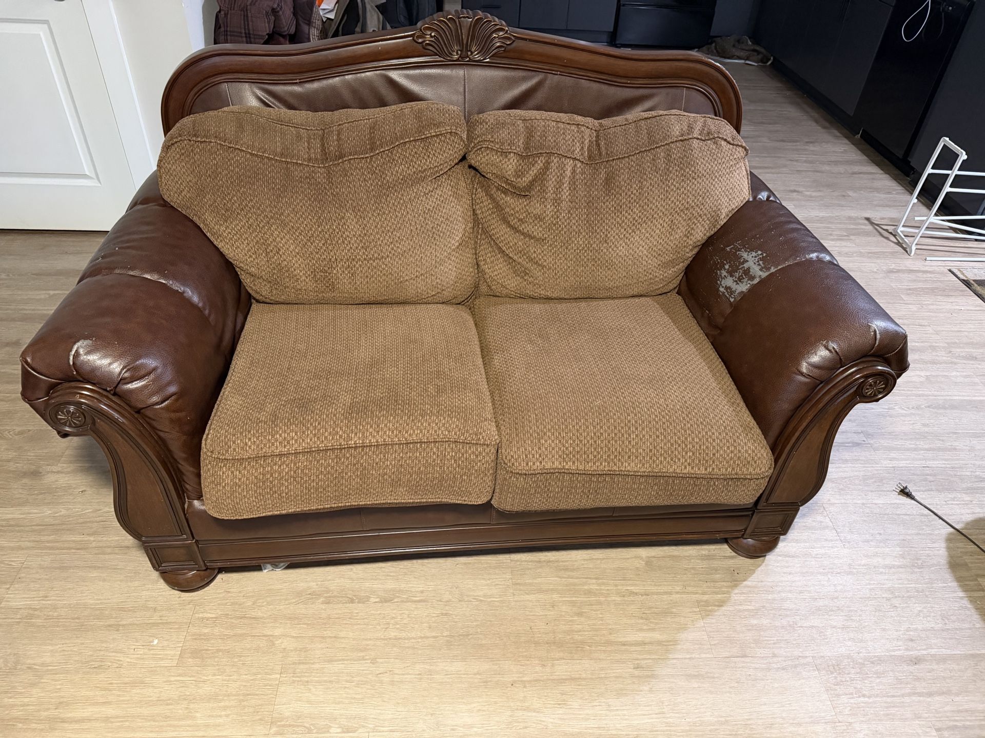 Brown leather couch