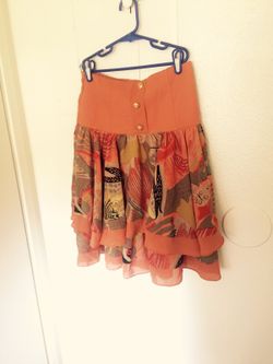 Orange floral high waisted skirt