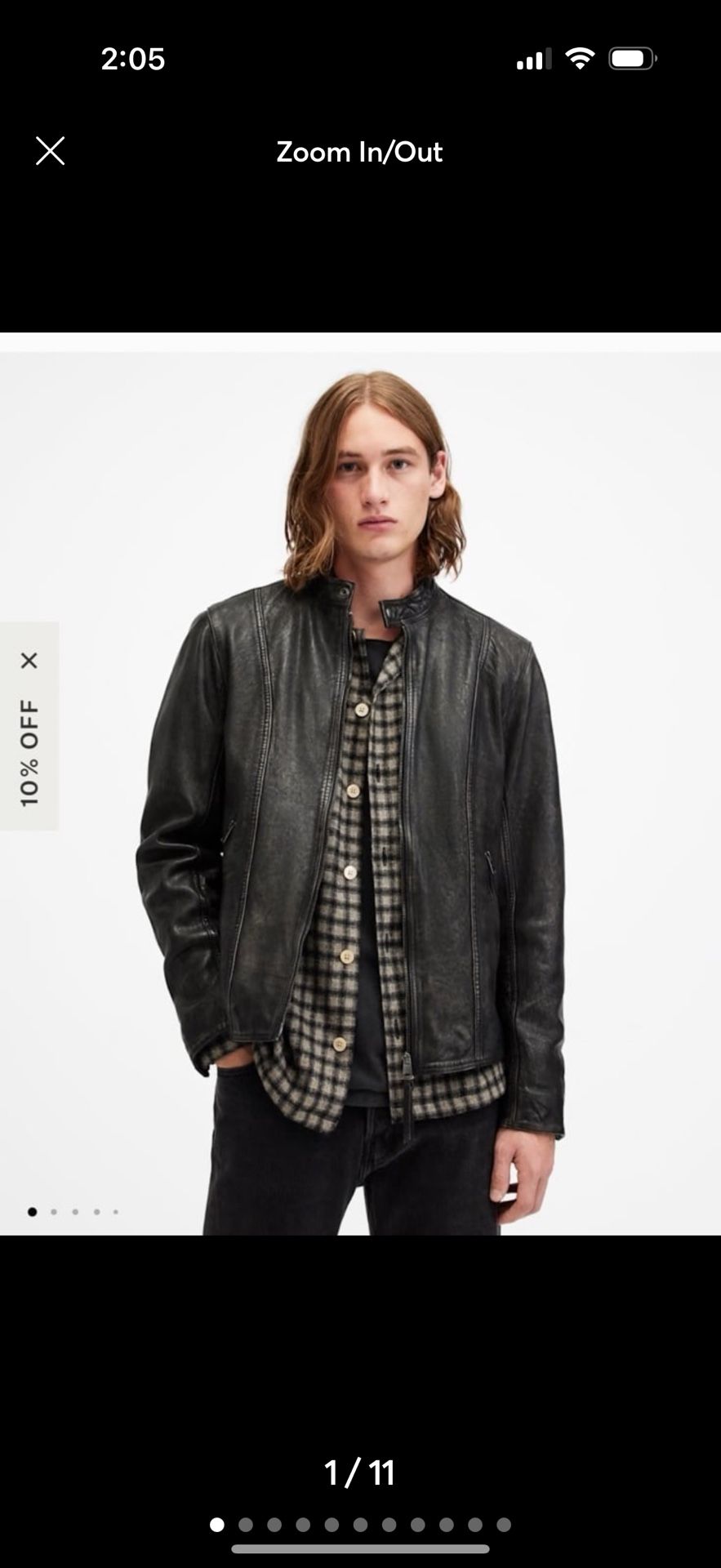 AllSaints Men’s Murphy Tab Black Genuine Leather Jacket Medium