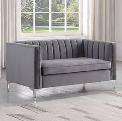 Velvet Loveseat Sofa, 55" Modern Soft Loveseat Easy to Clean and Install Furniture, Small Loveseat for Living Room Lounge Office to Read and Relax Gre