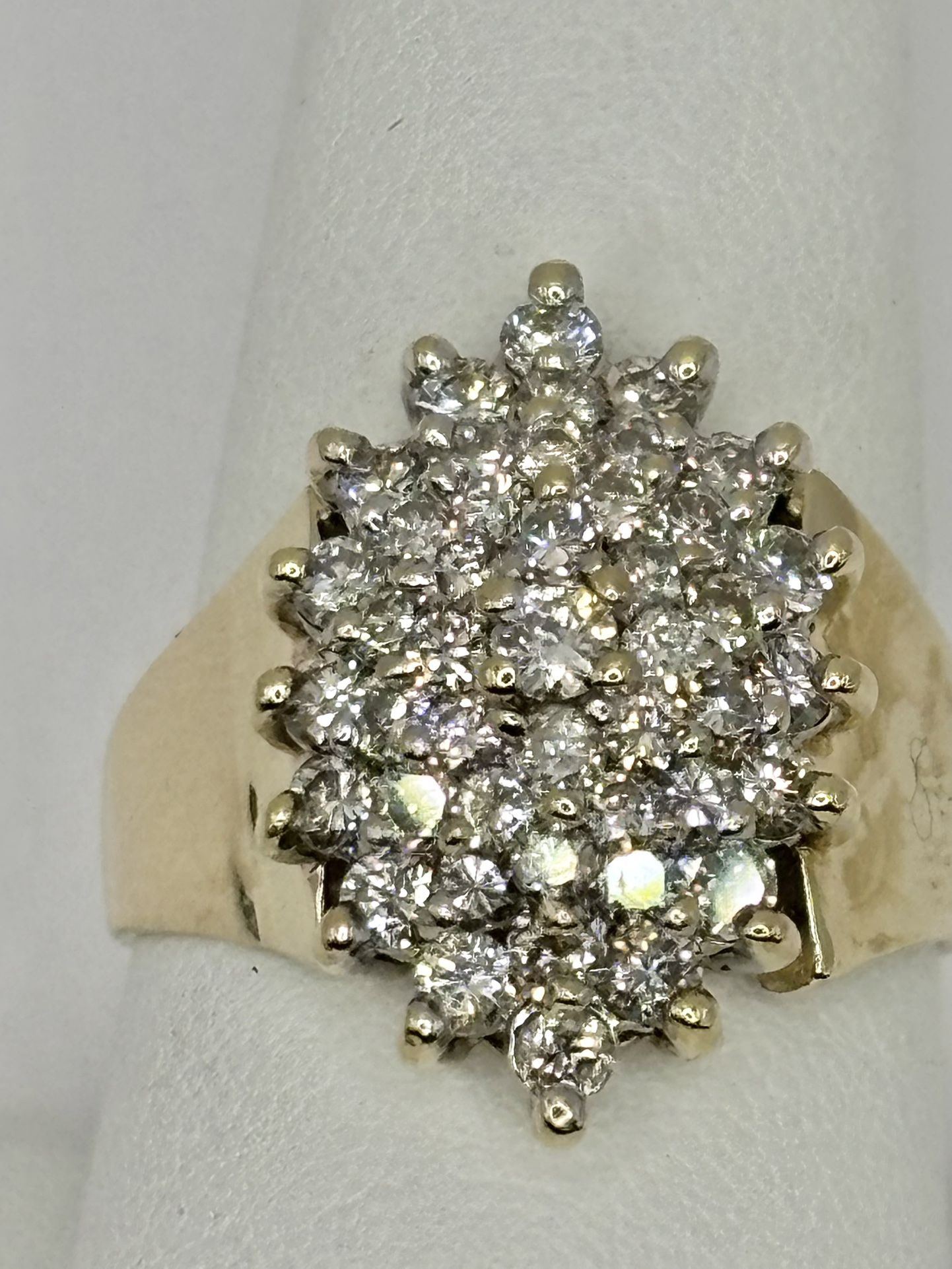 Ladies 14k. Yellow Gold Diamond Cluster Ring