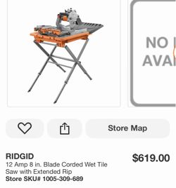 RIDGID 12 Amp 8 in. Blade Corded Wet Tile Saw with Extended Rip