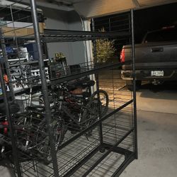 metal rack shelf with wheels