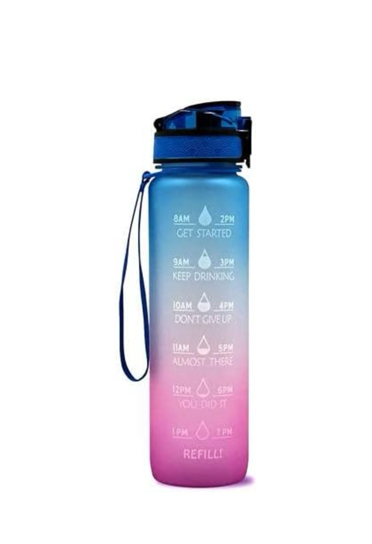 Motivational Water Bottle, Leakproof Water Bottles with Times to Drink for Home Office Fitness Sports-1L (Blue)