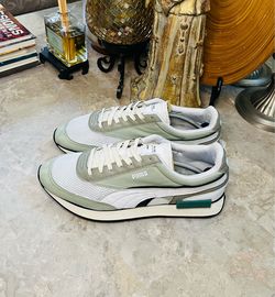 Puma RE.GEN White/Gray/Green Running Casual Shoes 384231-01 Size 12 Men