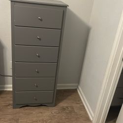 Gymax 6 Drawer Chest Dresser Clothes Storage Bedroom Tall Furniture Cabinet Grey