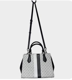Michael Kors Marilyn Medium Signature Logo Stripe Satchel