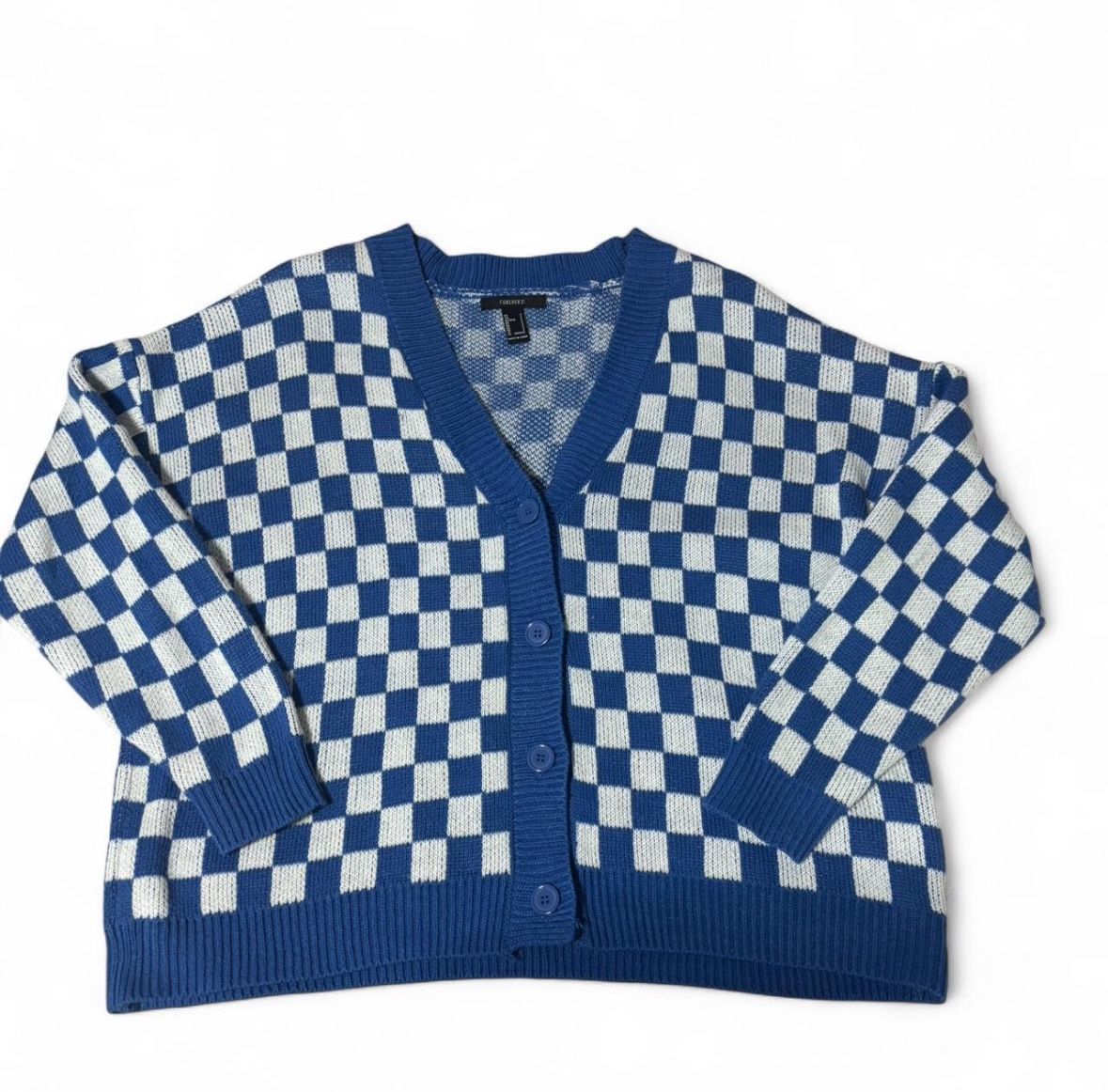 Blue Checkered Cardigan