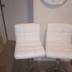 Beautiful White leather Bar Stools 