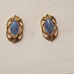 Opal Earrings 14karat Solid Gold 