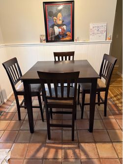 Bar Height Dining Tablet with 4 Matching Chairs – Dark Cherry
