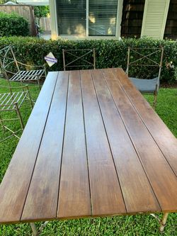 Pier 1 Outdoor Wood Slat Dining Table with Metal Frame