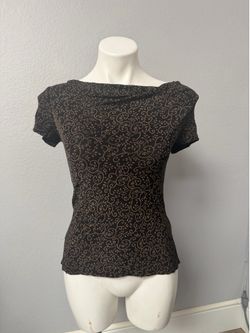 Black Patterned Short Sleeve Top