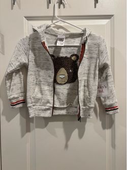 Ricky LTD Boys White Zip-Up Hoodie Jacket – Size 4 – Brand New – Big Bear Graphic