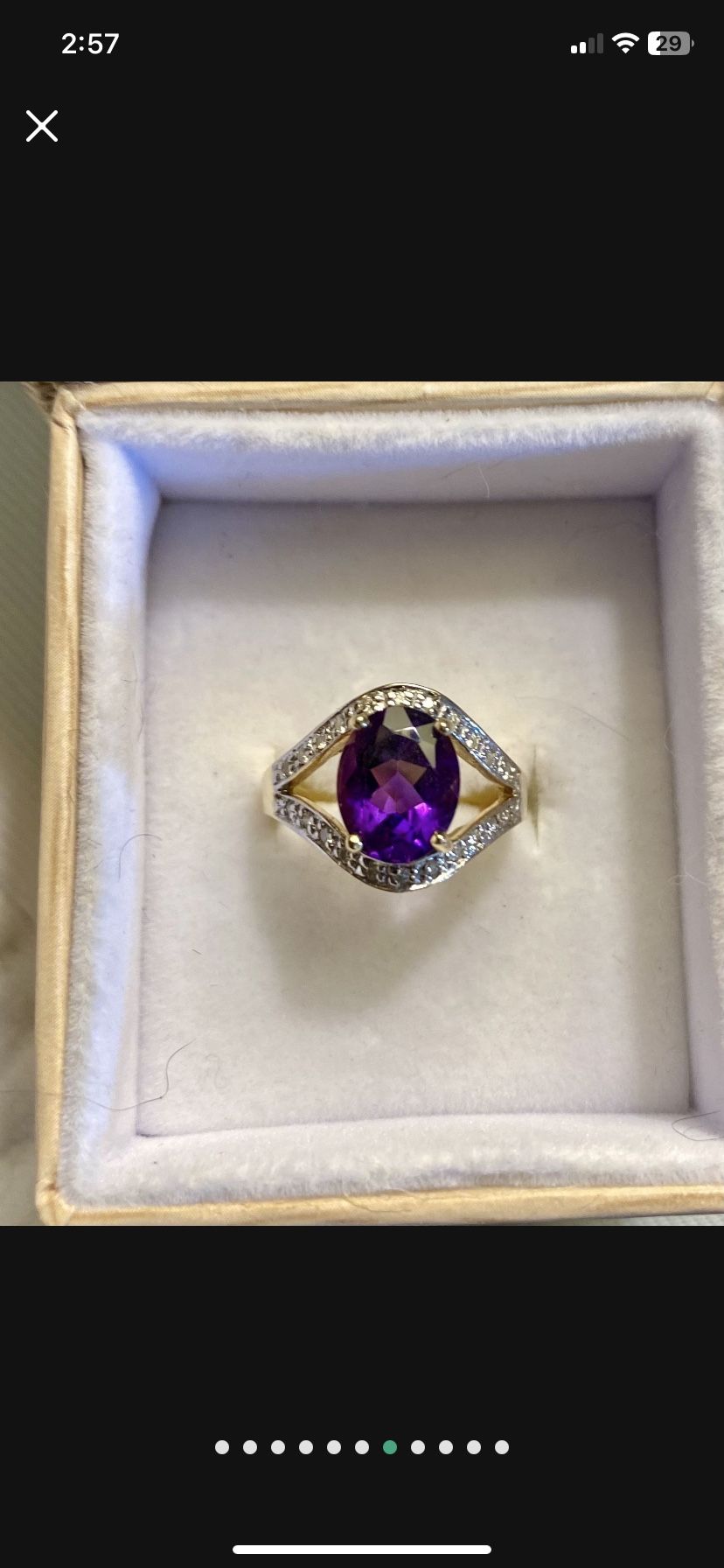 14kt Yellow Gold Amethyst And Diamond Ring Size 6-7