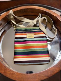 Coach colorful striped crossbody bag