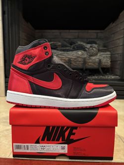 Jordan 1 High Satin Bred Sz 10.5W/9M