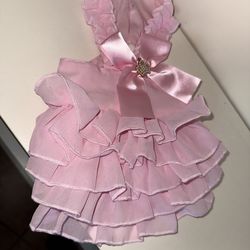 Pet/Dog Pink Ruffled Dress with Bow (size small)