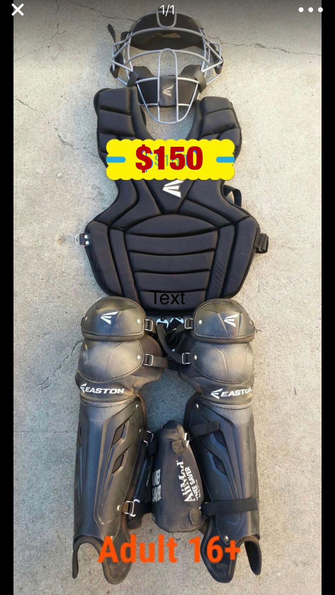 Baseball catcher gear complete set in great condition equipment bats gloves