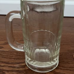 Vintage Clear, Heavy Glass Beer Mug 6”