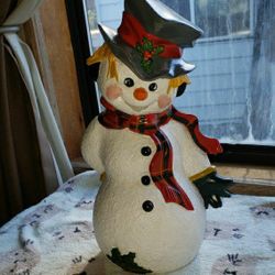 Snowman With Gray Top Hat