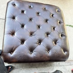 Tufted Genuine Leather Ottoman