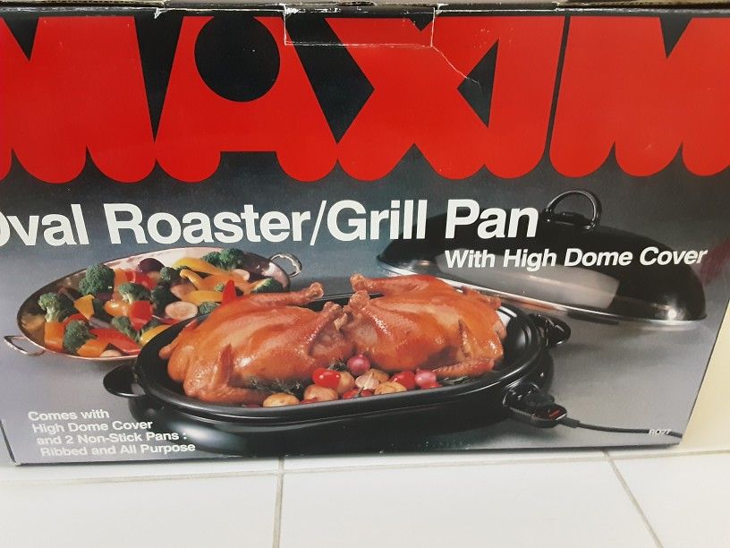 Maxim Electric Roaster/Grill Pan With High Dome Cover