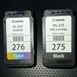 2 Canon printer  ink cartridges 275 black NEW never used 276 color partially used
