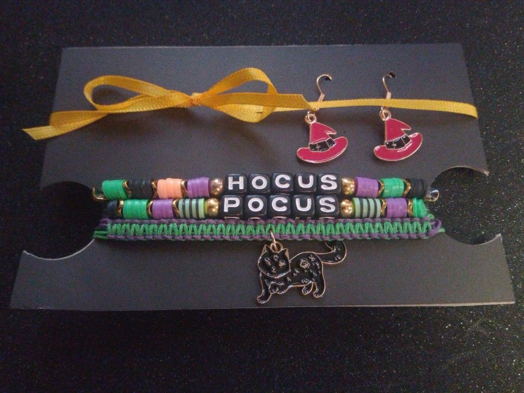 Hocus Pocus Halloween Bracelets Earring Set
