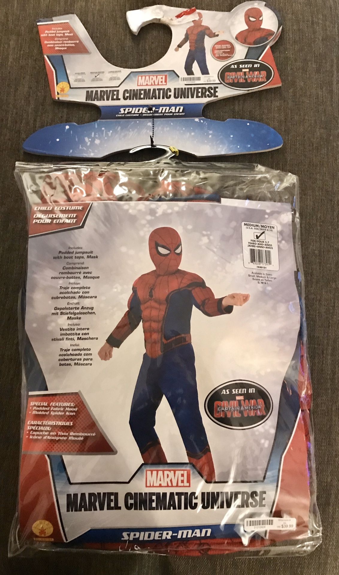 Marvel Spider-Man Costume, Kids, Size Medium, 8/10, New