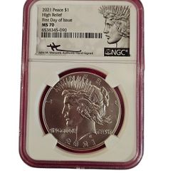 2021 Peace Dollar, NGC MS-70 High Relief "First Day of Issue" Gem!! +++++++
