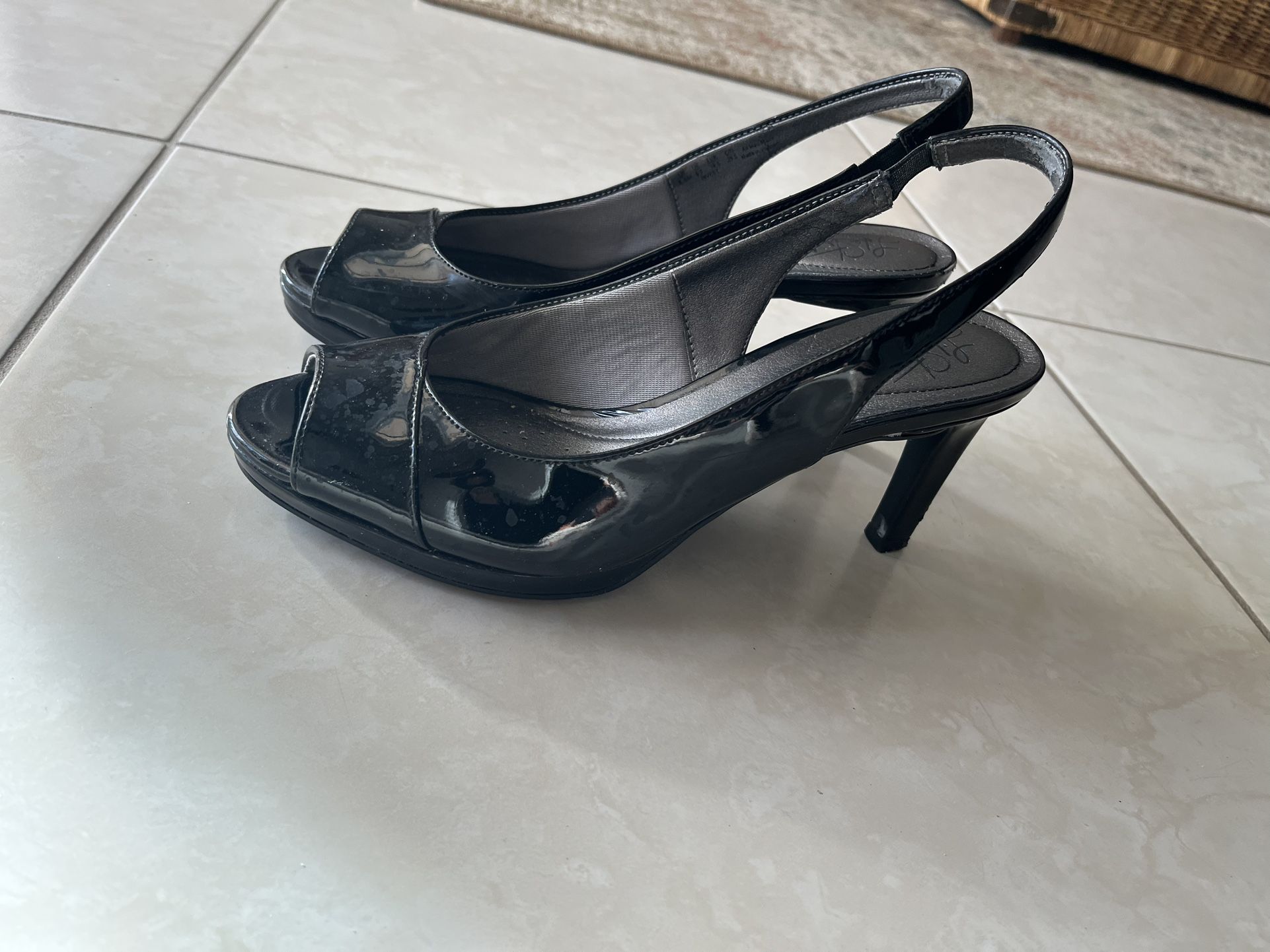 Black 3" Heel Sandals