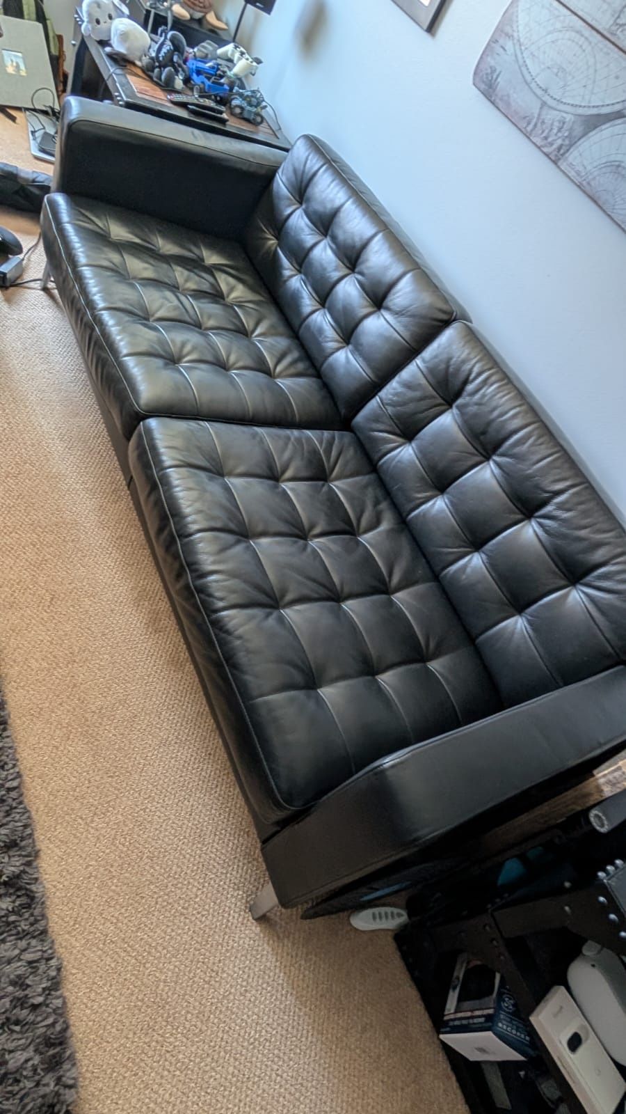 IKEA Morabo tufted black leather couch