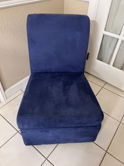 Blue Upholstered Accent Chair with Hidden Storage – Great Condition!