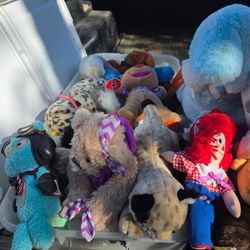 bunch of plush stuffed animals!
