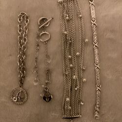 SilverTone Bracelets With Rhinestones…7” Long