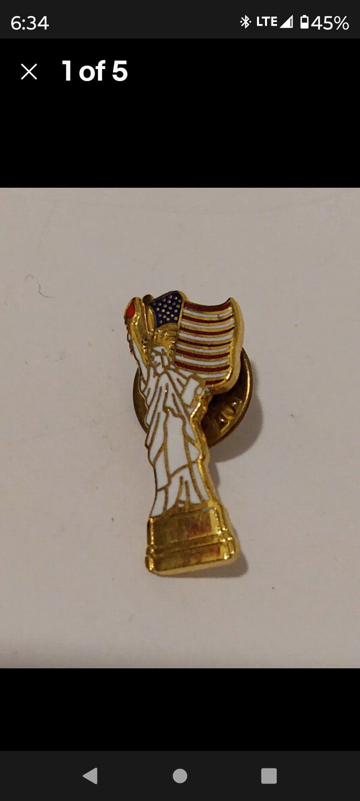 Pre-owned Statue of Liberty Figure American Flag Lapel Pin