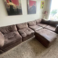 Couch 6 piece brown moveable sectional couch
