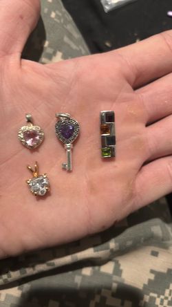 Pendants with gemstones hearts etc.