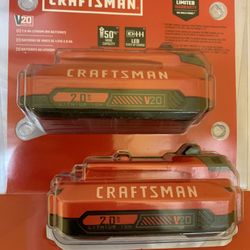 CRAFTSMAN V20 20-Volt Max 2-Pack 2 Amp-Hour Lithium Power Tool Battery