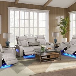 ⭐️New Power Reclining Sofa Set /w Bluetooth Speaker. Get It Now For Only $49 And Pay Later 