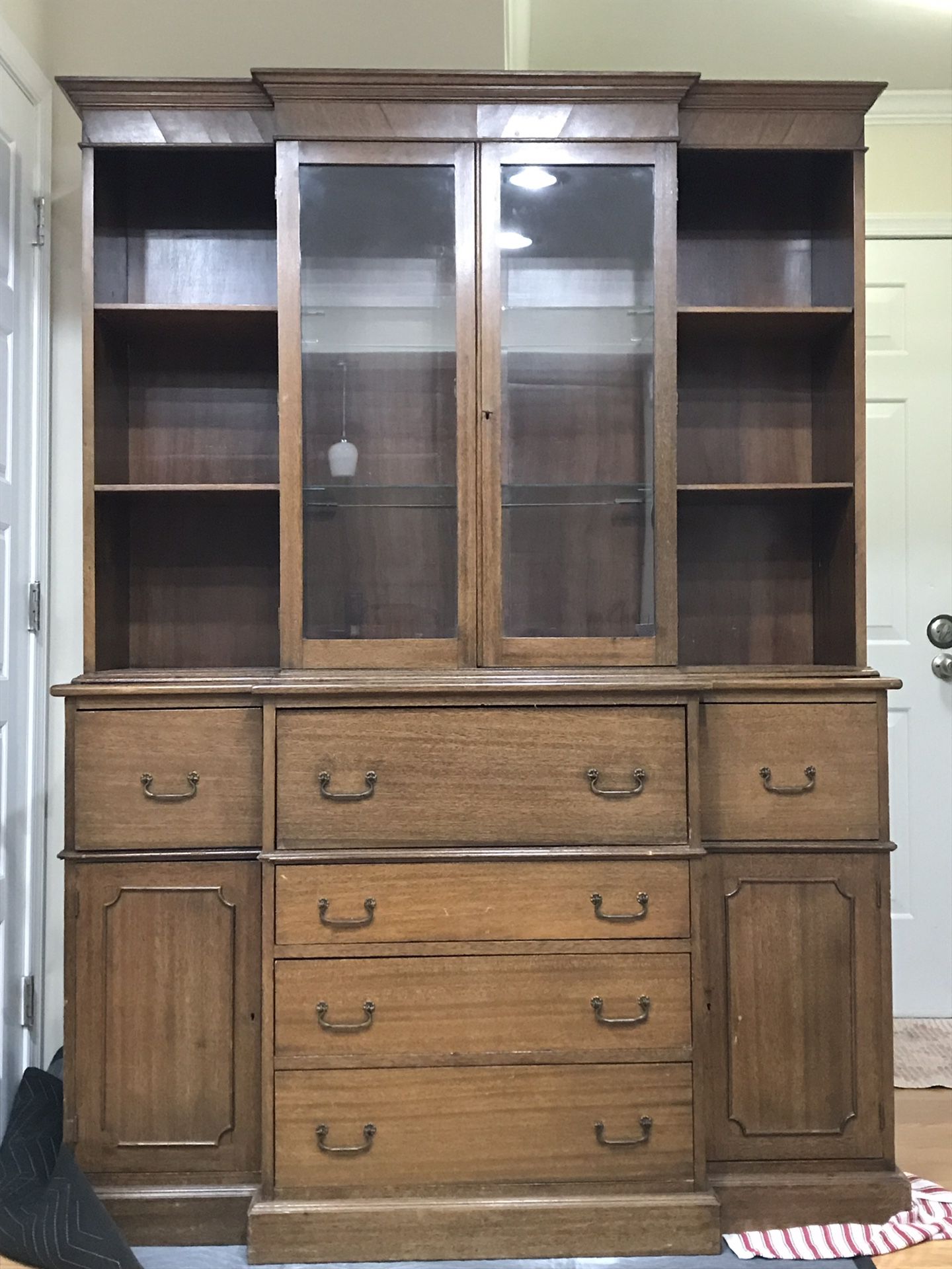 Solid wood antique, vintage china cabinet hutch