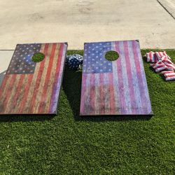 Corn Hole Game American Flag Design 