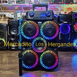 Bluetooth Speaker Quad 8" ❗️Rechargeable 🔋 +++ - Wireless Mic 🎤 - AMAZING BASS