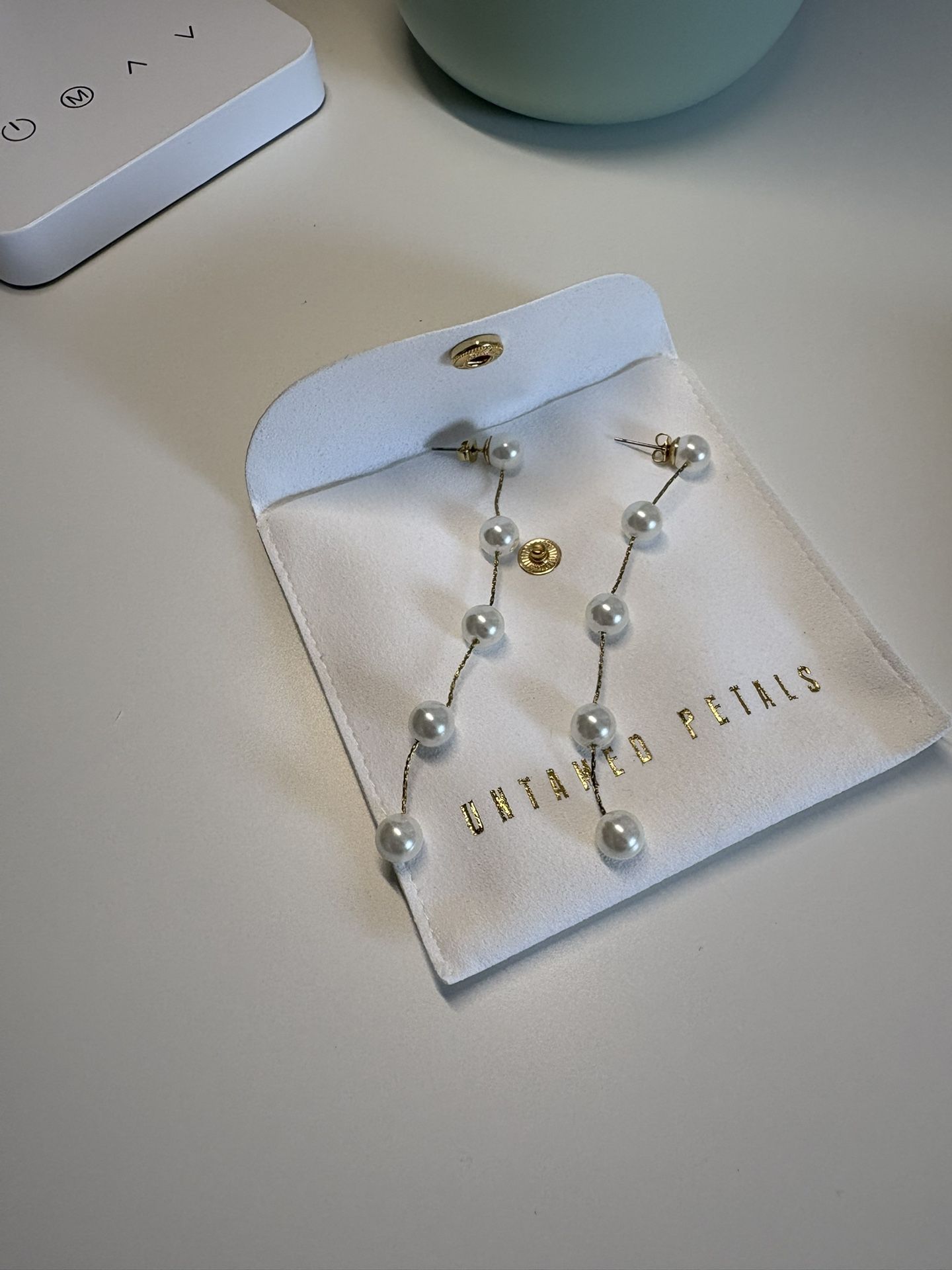 Untamed Petals Bridal Drop Pearl Earrings